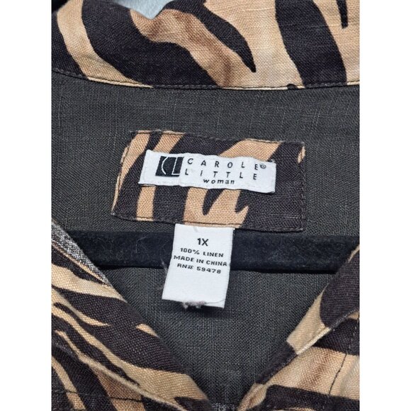 Carole Little‎  Vintage Y2K Women's Zebra Print Linen Button Jacket 1X - Picture 3 of 9